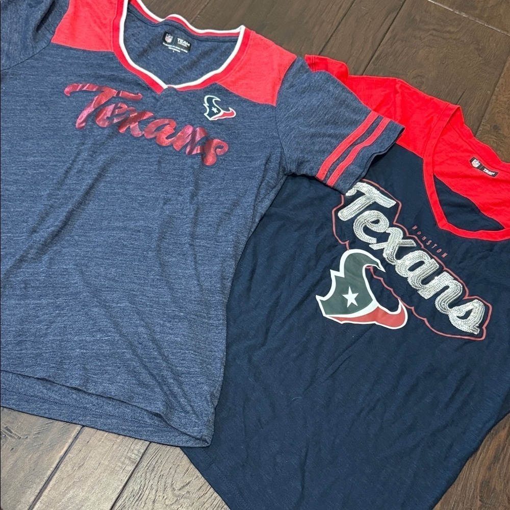 NFL Houston Texans Women's Navy and Red Short Sleeve Tees Large
